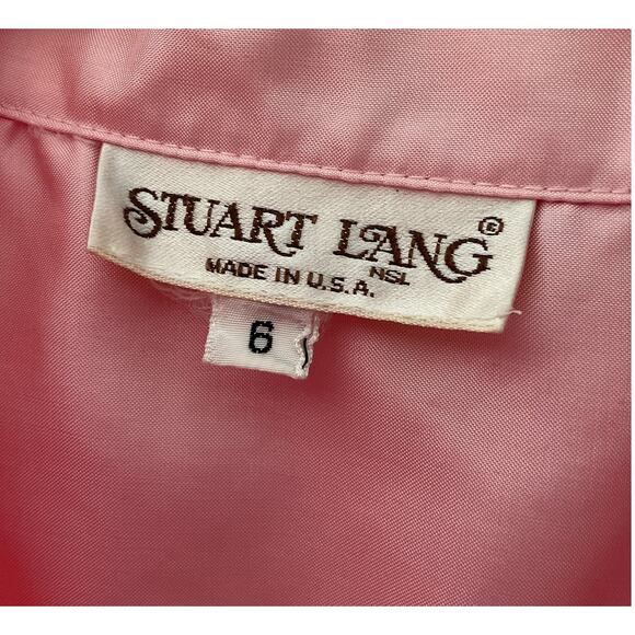 Vintage 70’s Stuart Lang Pink Blouse SS Top Size 6 Polyester - Picture 6 of 6
